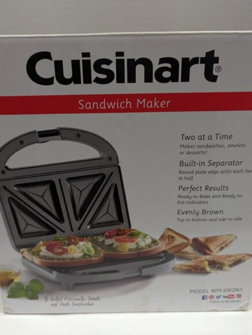 Cuisinart 2-Slice Sandwich Maker | Nonstick Plates, Omelets & Toast
